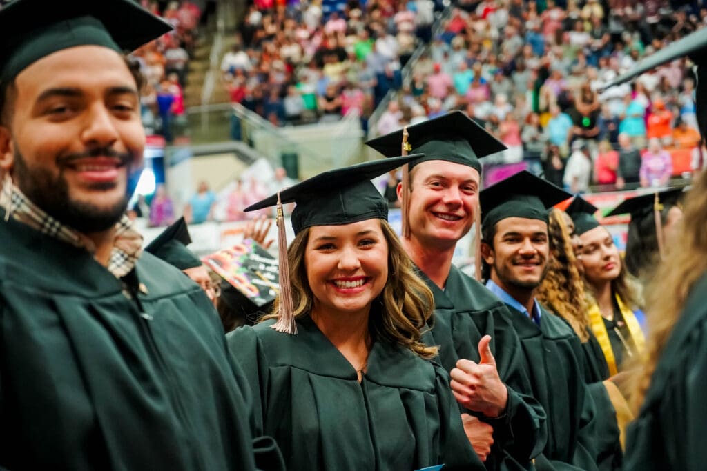 undergraduate students in their seats at commencement